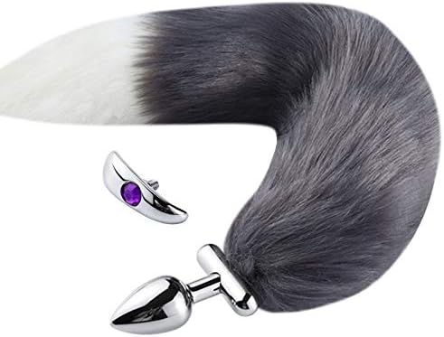 Amazon アナル 尻尾 アナルプラグ 猫耳カチューシャ付き コスプレ アンカー形アナル拡張 アナル調教 猫 狐 かわいいしっぽアナル ディルド Smグッズ 二重使用 グレー Botocoo Sm