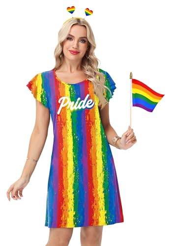 Image of AOBUTE Womens 4th of July Dress American Flag Party Dresses USA Parade Mini Dress
