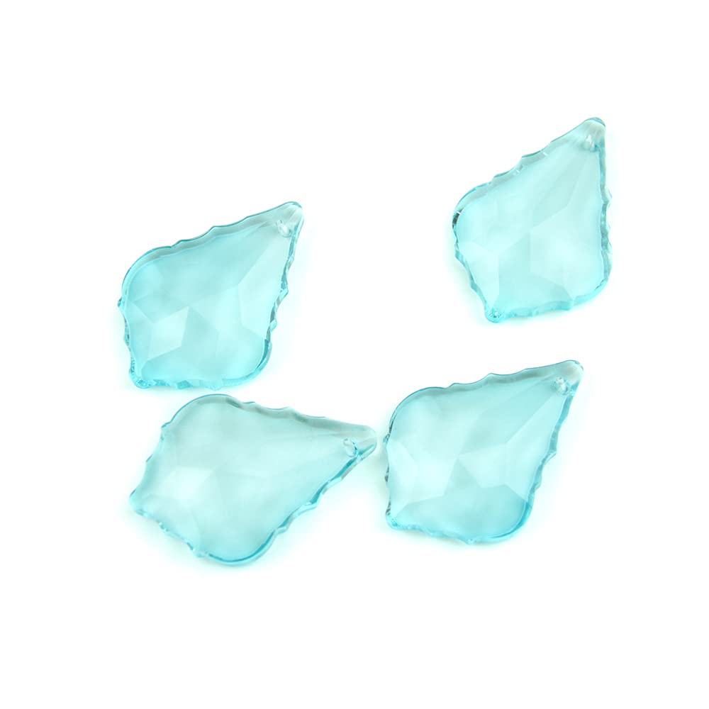XIANGGUA 38/50mm 10~100pcs Colorful Crystal Maple Leaf Glass Lighitng Chandelier Prism Parts Crystal Chandelier Pendants For Home Decor(Lt. aquamarine,50mm 60pcs)