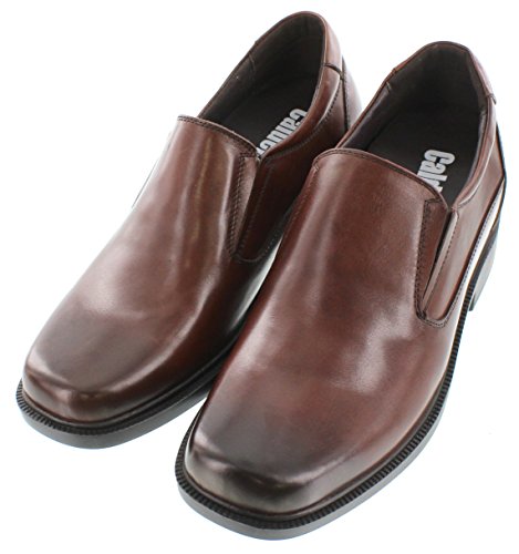 Calden - K31713-3.3 Inches Taller - Size 11 D US - Height Increasing Elevator Shoes (Dark Brown Leather Slip-on Square-Toe Lightweight Dress Shoes)3