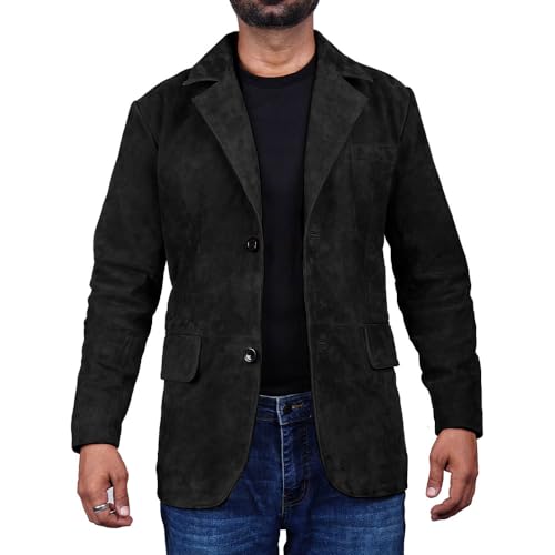 Image of Suede Leather Blazer for Men Suede Sport Coat for Men Blazer Suede Leather Jacket Blazer Coat for Men