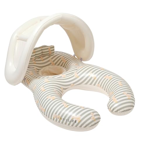 SUNNYLiFE Float Together Baby Seat, Duck Sage Stripe, PVC, 43.31x29.13x25.59 Inches, 1.87 lbs