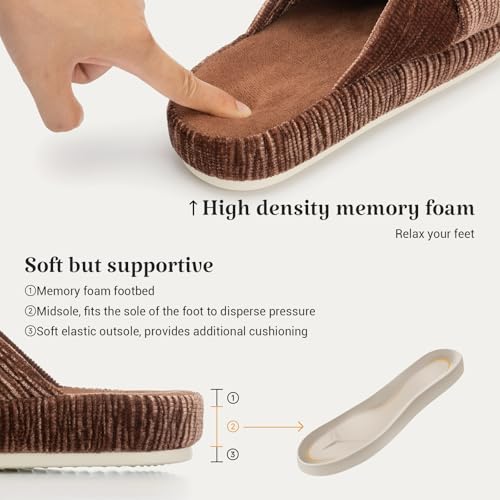 Image of Chantomoo Slippers for Women Memory Foam House Bedroom Corduroy Bow Crossbands Slipper Shoes Comfy Trendy Gift Slippers