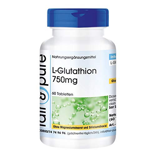 L-Glutathion 750mg - réduit - végan - dosage élevé - 60 comprimés