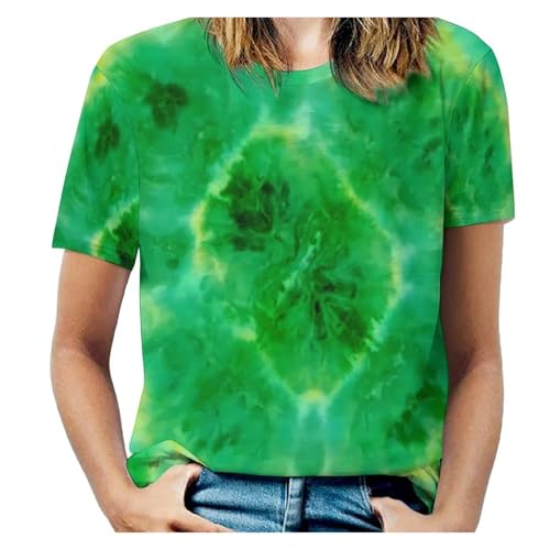 T-shirt tie-dye grande taille 3XL pour femme, top à manches courtes ample et frais