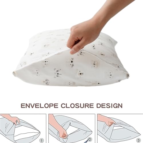 Image of Bunnikins & Clover Toddler Pillows with Pillowcase, 13 inchx18 inch Soft Cotton Kid Pillows for Sleeping, Bedding Small Pillow for Boys and Girls Aged 2-5 Years