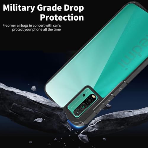 Image of SHINESTAR Ultra Slim Clear Back Cover for Redmi 9 Power, Transparent Hybrid Hard Shell Plastic & Soft Silicone Rubber Bumper, Non-Yellow Acrylic Protective Cover for Redmi 9 Power - Black