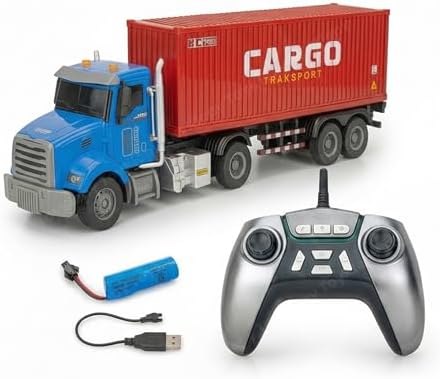 Remote Control Container Truck Toy for Kids, 2.4GHz RC Cargo Transport ...