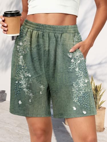 KISSMODA Women Bermuda Sweat Shorts High Waist Pockets Summer Lounge Workout Shorts — view 4