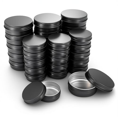 32 Pieces Aluminum Tins Empty Metal Jars, 2oz & 1oz Mixed Sizes, Black