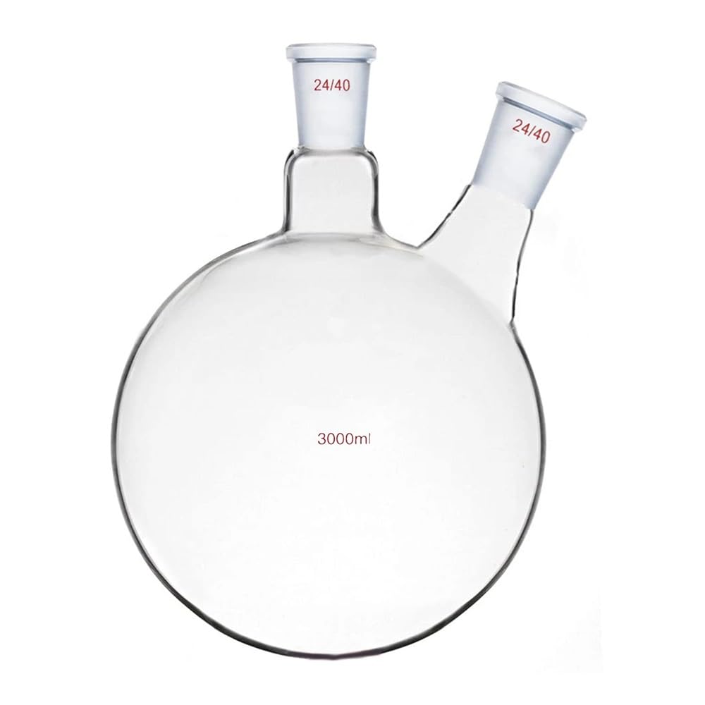 Szklana kolba 24/29, okrągłe dno, butelka laboratoryjna z 2 szyjkami, dwie szyjki, naczynie do wrzenia (150 ml)