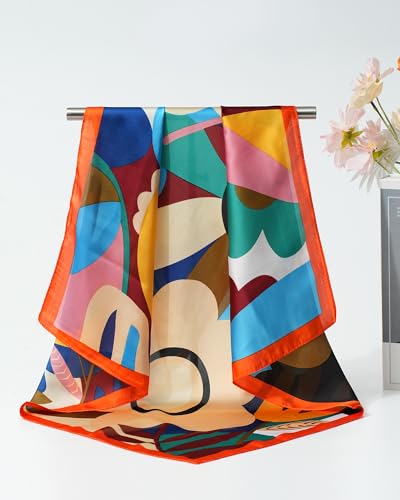 CHLINS 4 PCS 27.5 Inches Satin Head Scarf Silk Scarf for Women Lightweight Hair Bandanas Head Scarves Neck Scarf Hair Wrap4