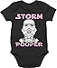 Statement Sprüche Baby - Storm Pooper Mädchen - 6/12 Monate - Schwarz - lustige Baby Schnuller - BZ10 - Baby Body Kurzarm für Jungen und Mädchen