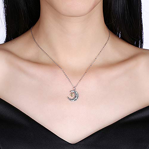 Collier en argent Sterling S925 gravé d'une lune poétique et durable