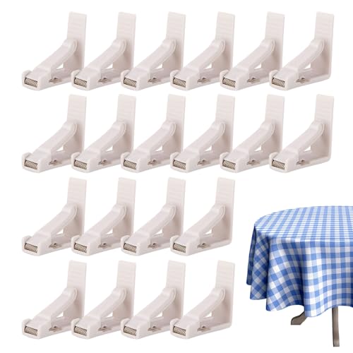 Soportes para mantel – 20 clips de mantel para mesas al aire libre | Abrazaderas resistentes al viento para interiores y exteriores, restaurantes, cenas, fiestas, familia, Navidad, cumpleaños, camping