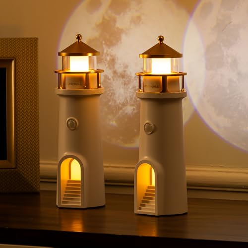 NEWSEE Conjunto de 2 lâmpadas de lua, luzes noturnas de farol com...