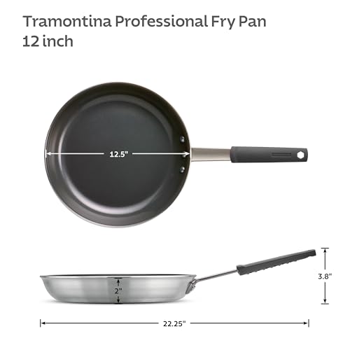 Image of Tramontina Professional 12-Inch Non Stick Large Frying Pan, Heavy-Gauge Aluminum Skillet with Reinforced Nonstick Coating, Gray Handle, Dishwasher and Oven Safe