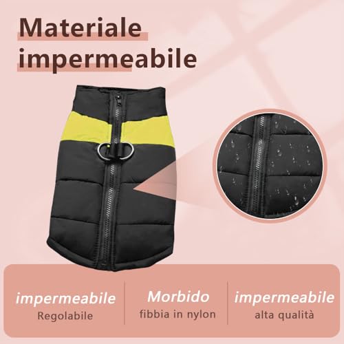 Voarge Winter Warm Pet Hund Kleidung, wasserdichte Hundemanteljacke, Haustier Kleidung Winterjacke Hunde Mantel für Kleine Mittlere Große Hunde (Gelb, S)