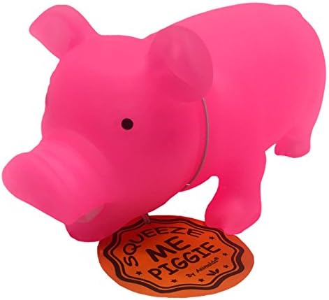Glow in The Dark Squeeze Me and Oink Piggie by Animolds Size 8 inch Different Colors Great for Kids (Pink)