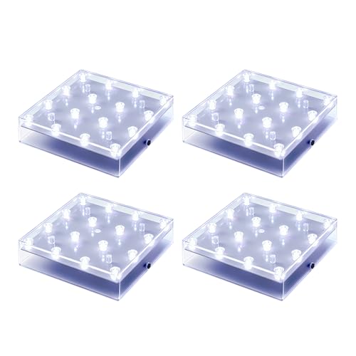 Simplelight 5 Inch Square LED Light Base, White, Set of 4,Battery Included