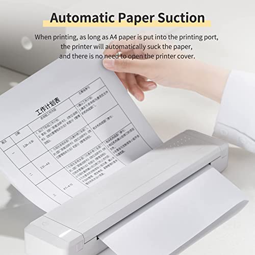 Image of Portable Wireless Letter Printer for Travel, Bluetooth Thermal Inkless Small Printer, Support A4 Paper, Work with Laptop Phone and Pad (White)