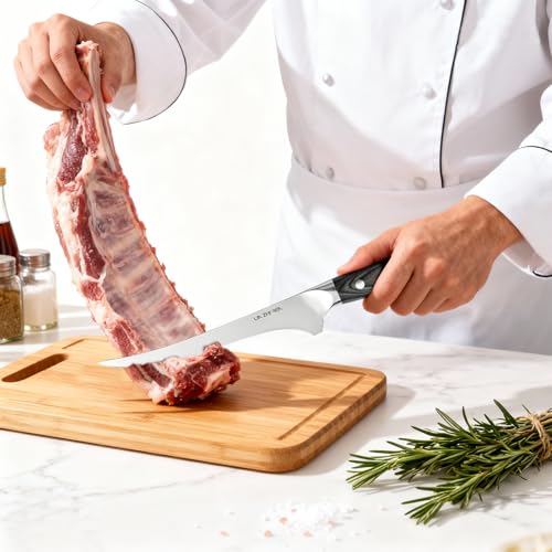 LIN ZHI REN Fillet Knife, 7 Inch Super Sharp Boning Knife in High Carbon Stainless Steel for Meat Poultry Cutting,Full Tang Ergonomic Handle – Artisan Series — view 5