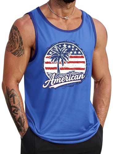Image of VOGSTART Mens Hawaiian Beach Tank Tops Summer Vacation Muscle Top Graphic Sleeveless Shirts (S-3XL)