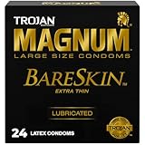 TROJAN Magnum BareSkin Premium Large Condoms, Comfortable, Smooth Lubricated Condoms for Men, 24 Count Value Pack