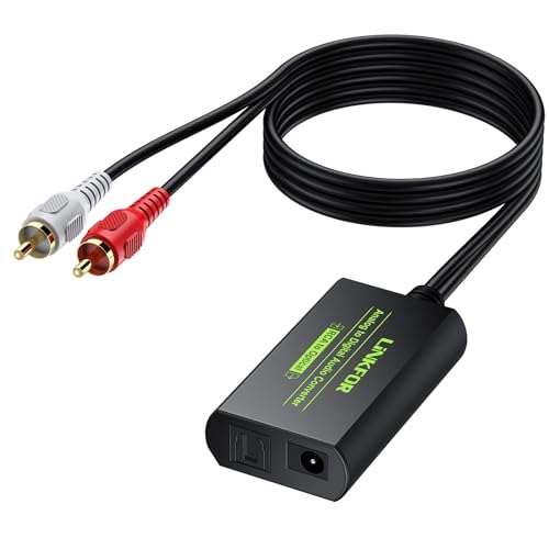 RCA vers Optique LiNKFOR Câble RCA vers SPDIF Adaptateur RCA L/R Optique Audio avec Câble RCA Convertisseur RCA vers SPDIF SPDIF Optique Toslink pour HDTV Lecteurs de CD Soundbar