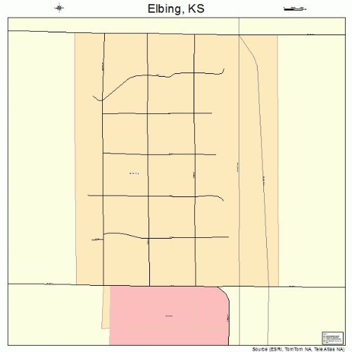 Large Street & Road Map of Elbing, Kansas KS Printed poster size wall