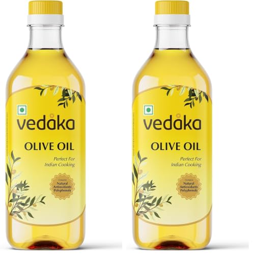 Image of Amazon Brand - Vedaka Olive Oil| for Indian Cooking | 1 L | Ideal for Frying, Roasting, Sauteing | Extra Light |Neutral Flavour (Pack of 2)