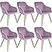 tectake 800863 Set 6x Sedia da Pranzo, Imbottita con Effetto Velluto, Forma Ergonomica, Cappucci in Plastica, Cucina Ufficio Conferenza, Nuovo (Lilla-Oro)