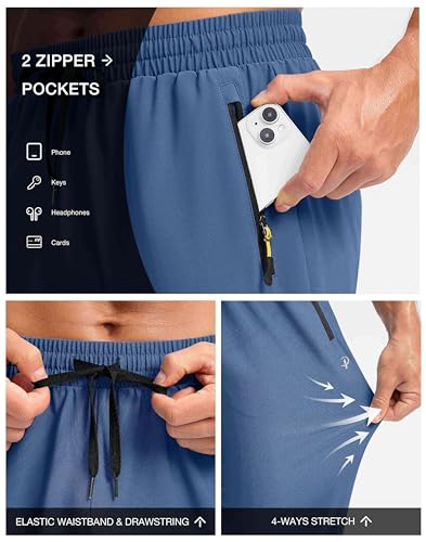 Image of Pudolla Men's Lightweight Hiking Pants Quick Dry Outdoor Sweatpants with Zipper Pockets for Athletic Workout Casual Travel