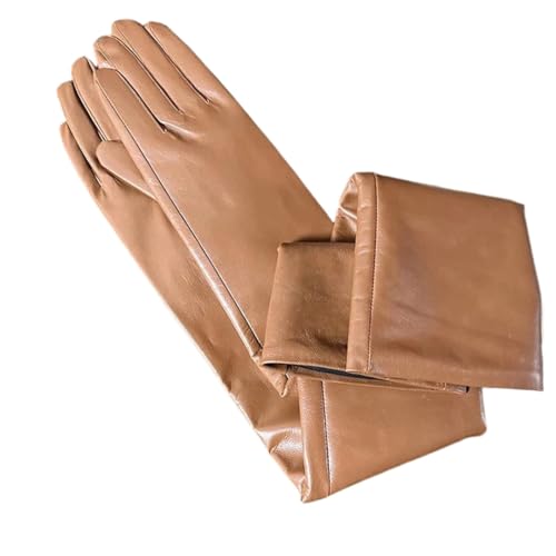 Guantes largos de piel de oveja unisex para invierno con forro polar cálido