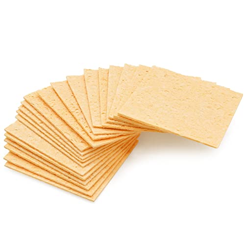 Image of 20Pcs Yellow Replacement Soldering Sponge,60mm x 60mm Square Solder Tip Cleaning Spong Soldering Iron Cleaning Sponge for Soldering Tips (2.4x2.4 Inch,Square)