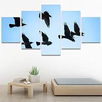 SIGNWIN 5 Panel Canvas Wall Art Modern Art Animals Dramatic Farmhouse/Country Lion Multicolor Photography Tiger for Home Decorations Ready to Hang - 60