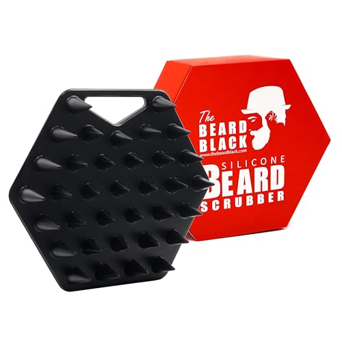 The Beard Black Brosse à barbe en silicone, brosse exfoliante pour poils du visage, nettoie en profondeur, élimine les pellicules et les pellicules, débouche les pores et aide à la croissance des