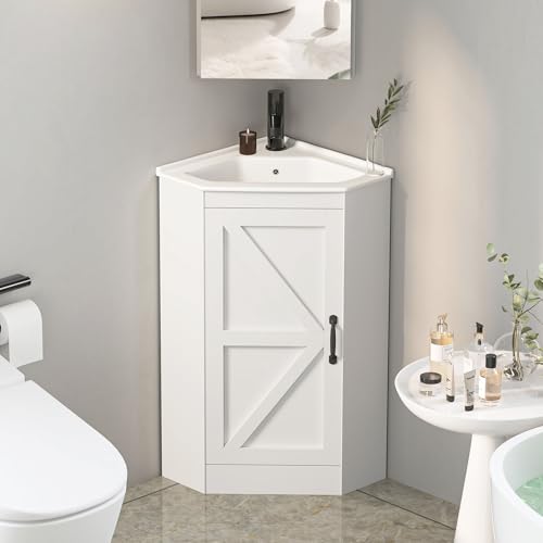 Corner Bathroom Vanity with Sink Freestanding Bathroom Storage Cabinet
