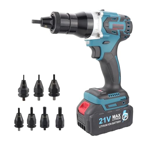Pistola eléctrica inalámbrica para tuercas de remache, herramienta automática de remache ciego, remachadora portátil resistente para tuercas M3-M12, perfecta para fabricación de metal y proyectos de