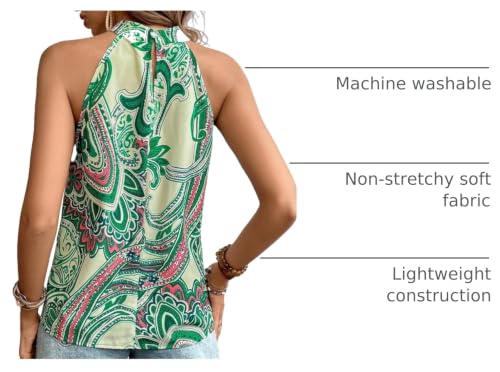 Image of RoseSeek Women's Tropical Paisley Halter Blouse Boho Shirt Vacation Tops | Polka Dots Print, Halter Tops, Summer Tops, Going Out Tops, Beach, Dressy Tops, Boho Blouses