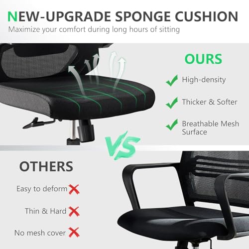 Image of Office Chair (07Black, Chair) | 360 Swivel Adjustable Lumbar Support & Flip-Up Armrests capacity 300 lbs capacity