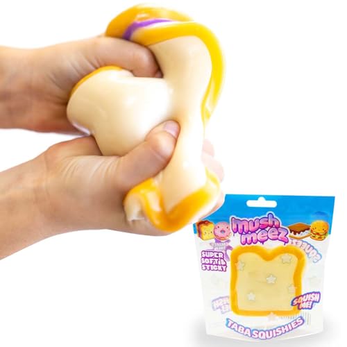 MushMeez Taba Squishy- Peanut Butter & Jelly PB&J (Jumbo) Large, 3.75" Super Soft & Sticky Layered TABA Squishies - Squish, Squeeze, Great for Stress Relief - Sensory / Fidget Play Food Squishy Toys