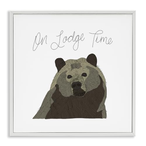 Lodge Time Bear Cabin Wildlife, 12 x 12 Inch Framed Giclée Print