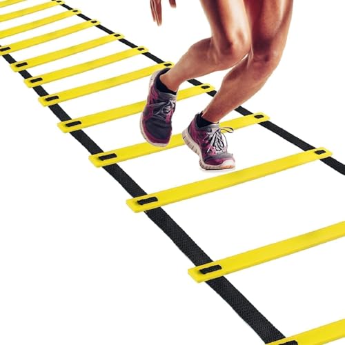 Image of JAXTON Speed & Agility Training Equipment Kit with 4 M Ladder, 10 Soccer Cones, 6-Inch Hurdles, Sports & Fitness Practice Combo for All Age Groups