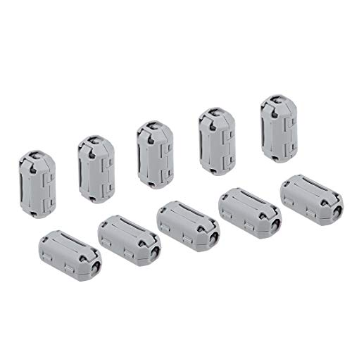 Sourcingmap Ferrite Cores Ring Clip-On RFI EMI Supresión de Ruido Filtro Cable Clip 10pcs, 7mm, gris, 1