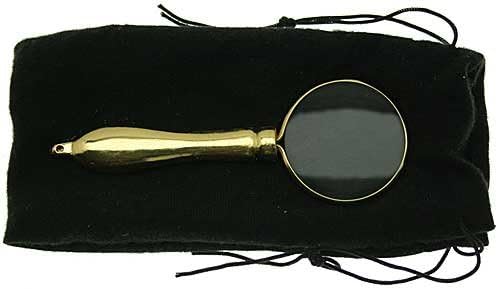 HAWK 5X Power Magnifier, 1.25" Glass Lens, Tiny Handheld Magnifier With Golden Frame & Handle - MG150G