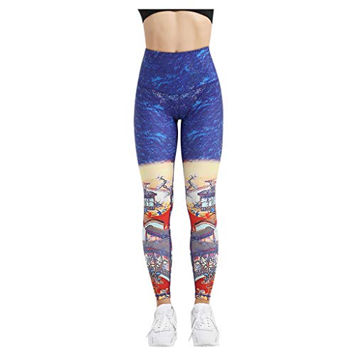 Mokids Women's Athletic Pants 2020 New Upgrade Printed High Waist Yoga Leggings Tights Non-resistance Stretchy Running Trousers Gym Workout Fitness Capris