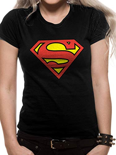 Superman Logo T-Shirt, Noir (Black Black), 36 (Taille Fabricant: Small) Femme