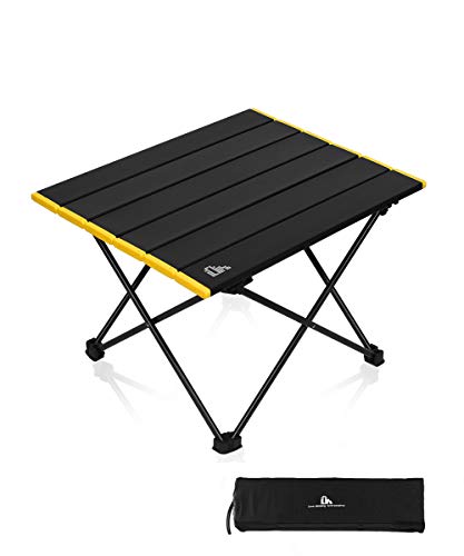 iClimb 折りたたみテーブル キャンプ テーブル アウトドア テーブル 41×34.5×29cm ロールテーブル コンパクト アルミ製 軽量 【耐荷重30kg】 ミニテーブル キャンプ用品 耐熱 防酸化処理 つや消し 収納袋付き