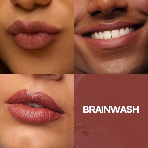Image of Flossy Cosmetics Dusty Nude Pink Liquid Lipstick - Brainwash | Creamy, Lightweight, Non-Drying | Enriched with Hyaluronic Acid, & Jojoba Oil | Bold, Long-Lasting | Non-Sticky Formula | Smudge & Transfer-Proof | (4ml)